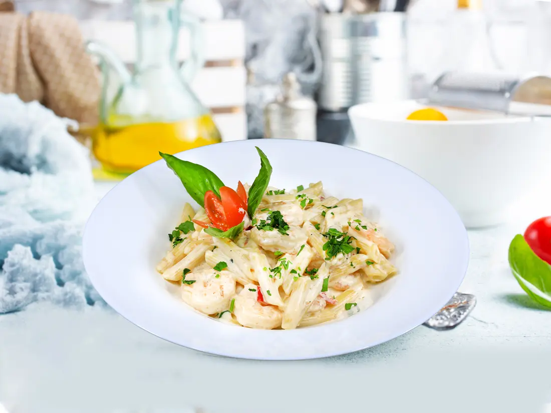 Paste cu Creveți cu sos alb